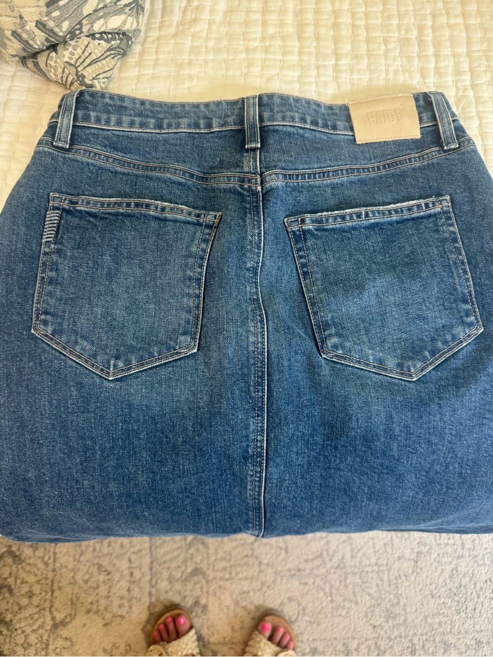PAIGE Straight-Leg Dark Blue Denim Jeans - Picture 3 of 5